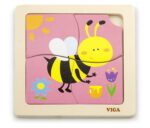 Viga Дрвена сложувалка Handy Flat Puzzle Пчела, 4 дела