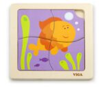 Viga Дрвена сложувалка Handy Flat Puzzle Риба, 4 дела