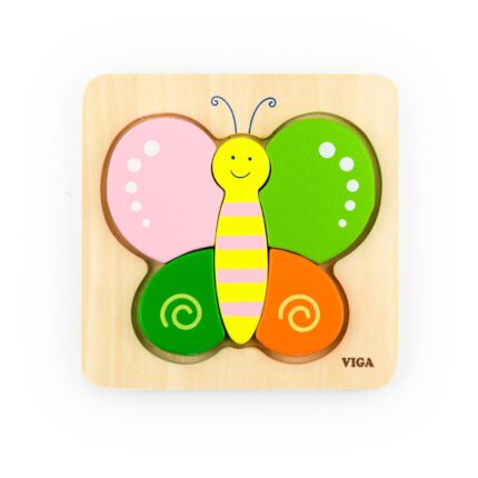 Viga Дрвена сложувалка Handy Block Puzzle Пеперуга, дебели делови