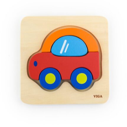 Viga Дрвена сложувалка Handy Block Puzzle Автомобил, дебели делови