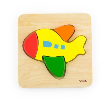 Viga Дрвена сложувалка Handy Block Puzzle Авион, дебели делови
