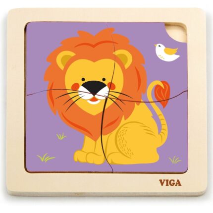 Viga Дрвена сложувалка Handy Puzzle Лав, 4 дела