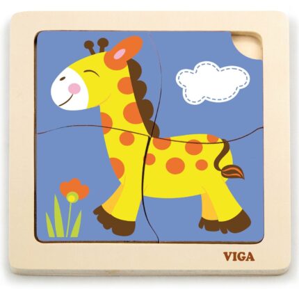 Viga Дрвена сложувалка Handy Puzzle Жирафа, 4 дела