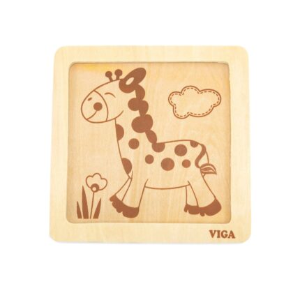 Viga Дрвена сложувалка Handy Puzzle Жирафа, 4 дела – слика 2