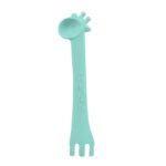 Kikka Boo Силиконска лажичка и вилушка Giraffe во облик на жирафа, минт