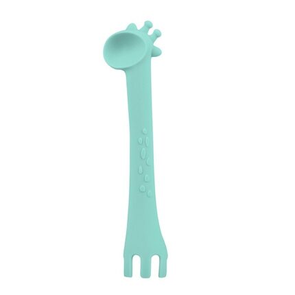 Kikka Boo Силиконска лажичка и вилушка Giraffe во облик на жирафа, минт