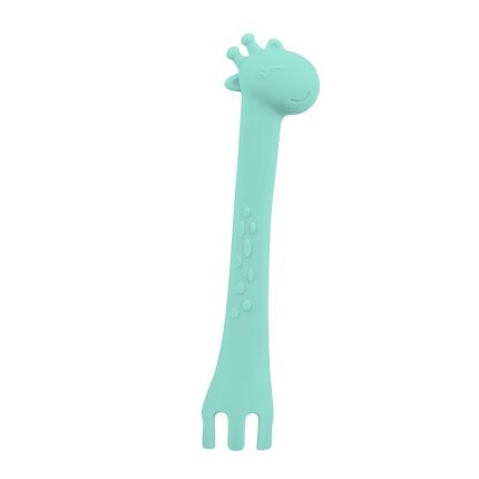 Kikka Boo Силиконска лажичка и вилушка Giraffe во облик на жирафа, минт – слика 2