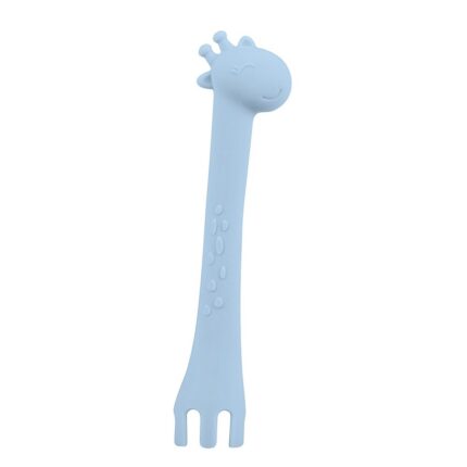 Kikka Boo Силиконска лажичка и вилушка Giraffe во облик на жирафа, сина – слика 2