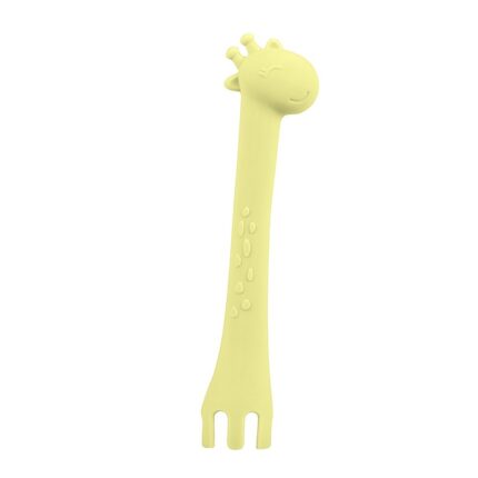 Kikka Boo Силиконска лажичка и вилушка Giraffe во облик на жирафа, жолта – слика 2