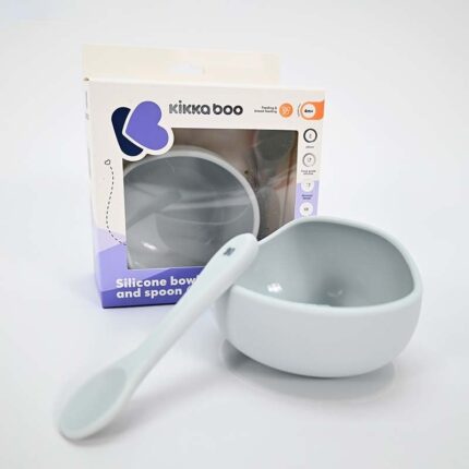 Kikka Boo Силиконска чинија со вендуза и лажичка Yummy, сина – слика 2