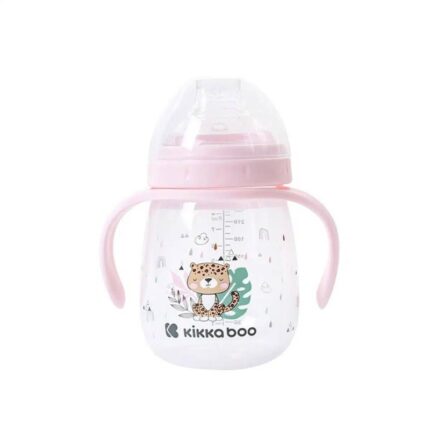 Kikka Boo Шише за учење пиење со рачки Savanna, 240 ml, розево