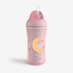 Kikka Boo Шише со силиконска цевка Moony Me, 220 ml, розево – слика 2