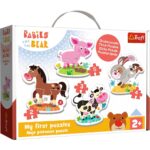 Trefl Бебешка сложувалка Babies and the Bear – На фарма, 4 сложувалки од 2 до 5 парчиња