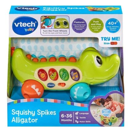 VTech Интерактивен крокодил на туркање Squishy Spikes Alligator, зелен – слика 2