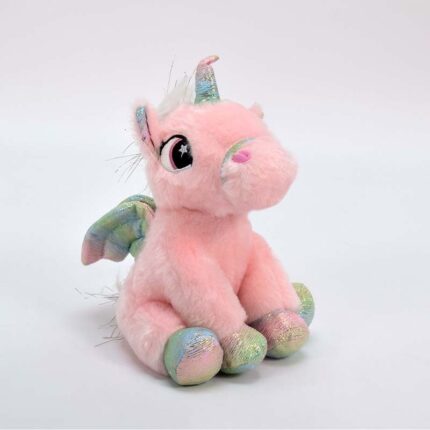 Мека играчка еднорог Sparkle со крилја и сјаен рог, 23 cm, розова