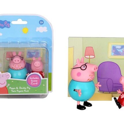 Peppa Pig Сет фигури Пепа и Тато Прасе, со сценска картичка