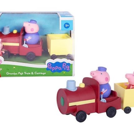 Peppa Pig Воз со приколка на Дедо Прасе, со фигури Дедо Прасе и Пепа