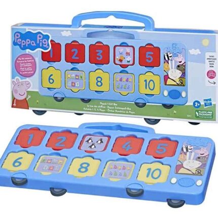 Hasbro Едукативен автобус Peppa Pig 1-2-3, со 10 прозорчиња за отворање