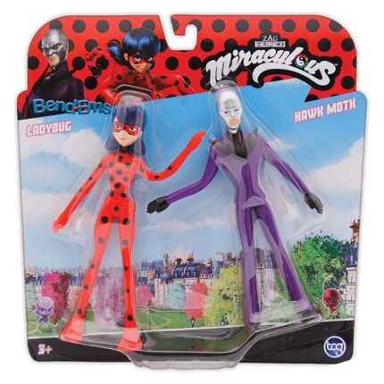 Miraculous Свиткливи фигури Bend-Ems Ladybug и Hawk Moth, 2 парчиња – слика 2