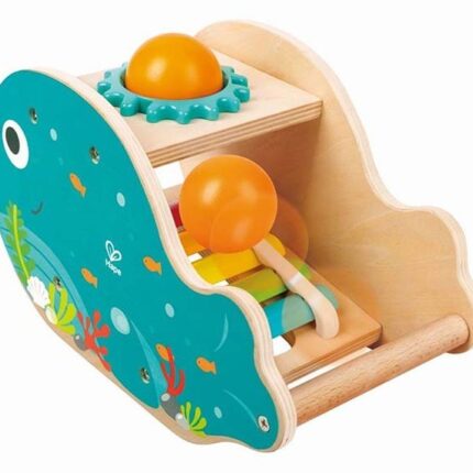 Hape Дрвена музичка играчка кит со ксилофон и чеканче