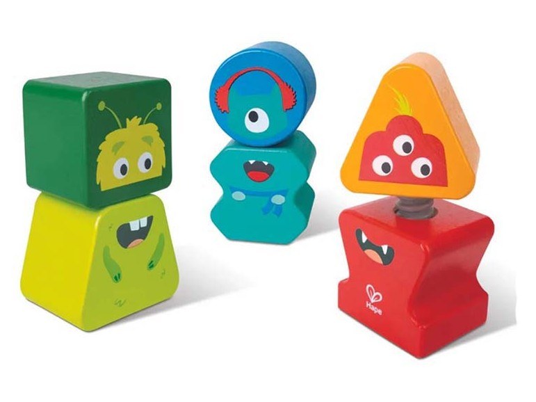 Hape Monster Buddies wooden blocks, 3 monsters with interchangeable heads Hape Monster Buddies wooden blocks, 3 monsters with interchangeable heads