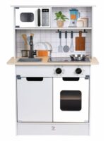 Hape Дрвена детска кујна со светло и звук, светлосива, 60 x 30 x 85 cm