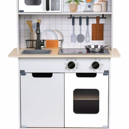 Hape Дрвена детска кујна со светло и звук, светлосива, 60 x 30 x 85 cm