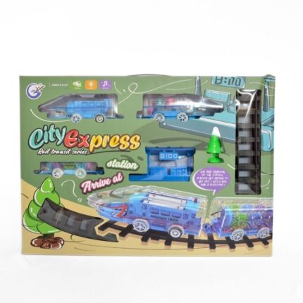 Стаза со возче City Express со 2 локомотиви и станица, светла и звуци – слика 2