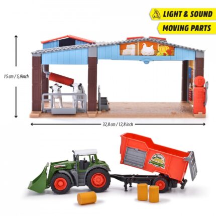 Dickie Toys Фарма Fendt Farm Station со трактор, светло и звук – слика 2