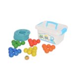 Дрвена игра Rainbow Ball Tower – кула со 30 топчиња за редење и рамнотежа – слика 2