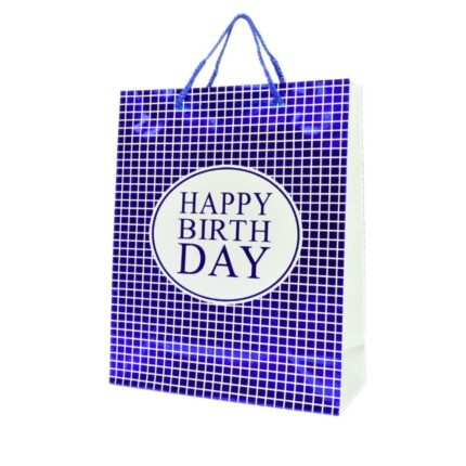 Украсно ќесе Happy Birthday со холограмски ефект, 26 x 32 x 10 cm