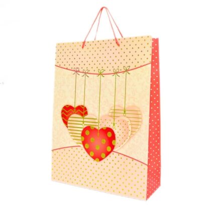 Големо украсно ќесе за подарок со срциња LOVE, 31 x 42 x 12 cm