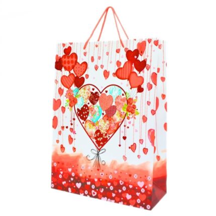 Големо украсно ќесе за подарок со срциња LOVE, 31 x 42 x 12 cm – слика 2