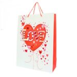 Qese e madhe dekorative dhuratash me zemra LOVE, 31 x 42 x 12 cm – foto 3