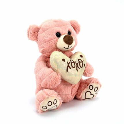 Amek Плишано мече во розова боја со срце xoxo, 23 cm