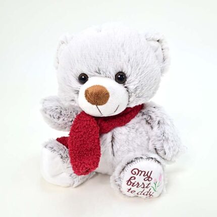Amek Плишано мече My First Teddy со црвен шал, 28 cm