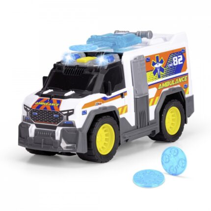 Dickie Toys Брза помош 30 cm со лансер на дискови, носилка, светло и звук