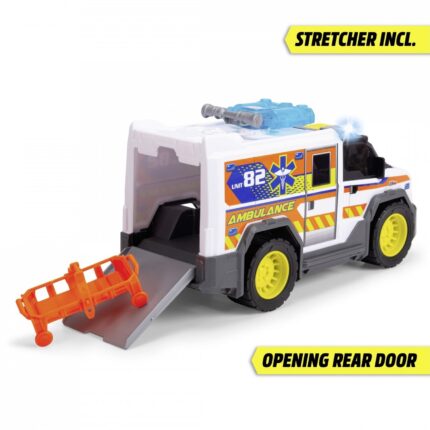 Dickie Toys Брза помош 30 cm со лансер на дискови, носилка, светло и звук – слика 2