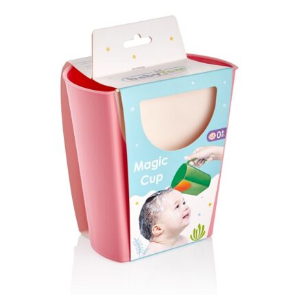 Baby Jem Сад за полевање Magic Cup со силиконски раб за миење коса, розов – слика 2