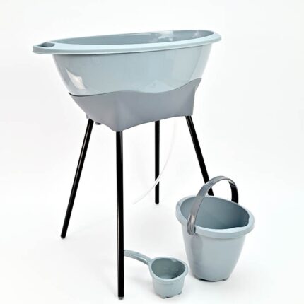 Baby Jem Сет корито Elegant со држач, кофа и сад за полевање, сив