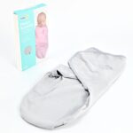 Baby Jem Памучна прекривка за повивање со чичак, 0–3 месеци, сива – слика 3