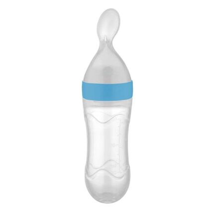Baby Jem Силиконско шише со лажичка за пире, 90 ml, сино