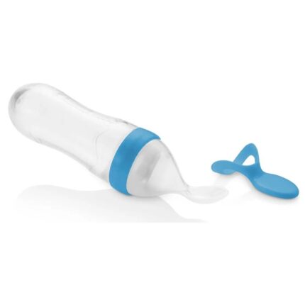 Baby Jem Силиконско шише со лажичка за пире, 90 ml, сино – слика 2