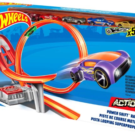 Hot Wheels Патека Action Power Shift Raceway со лупинг и 5 колички – слика 2