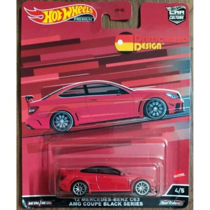 Hot Wheels Premium Количка Mercedes-Benz C63 AMG Coupé Black Series 1:64, црвена