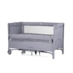Chipolino Мобилно креветче Relax со спуштлива страна и 2 нивоа, Cloud Grey (сива)