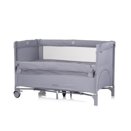 Chipolino Мобилно креветче Relax со спуштлива страна и 2 нивоа, Cloud Grey (сива)