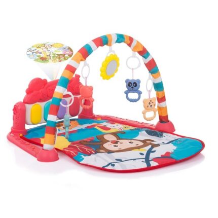 Chipolino Музичка подлога за играње Monkey со пијано и проектор, црвена – слика 2