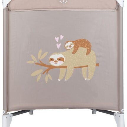 FreeON Преносно креветче Love 120 x 60 cm, беж со мотив на мрзливец – слика 2
