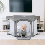 FreeON Шестоаголна ограда за играње Hexagon Quick Folding, сива – слика 3